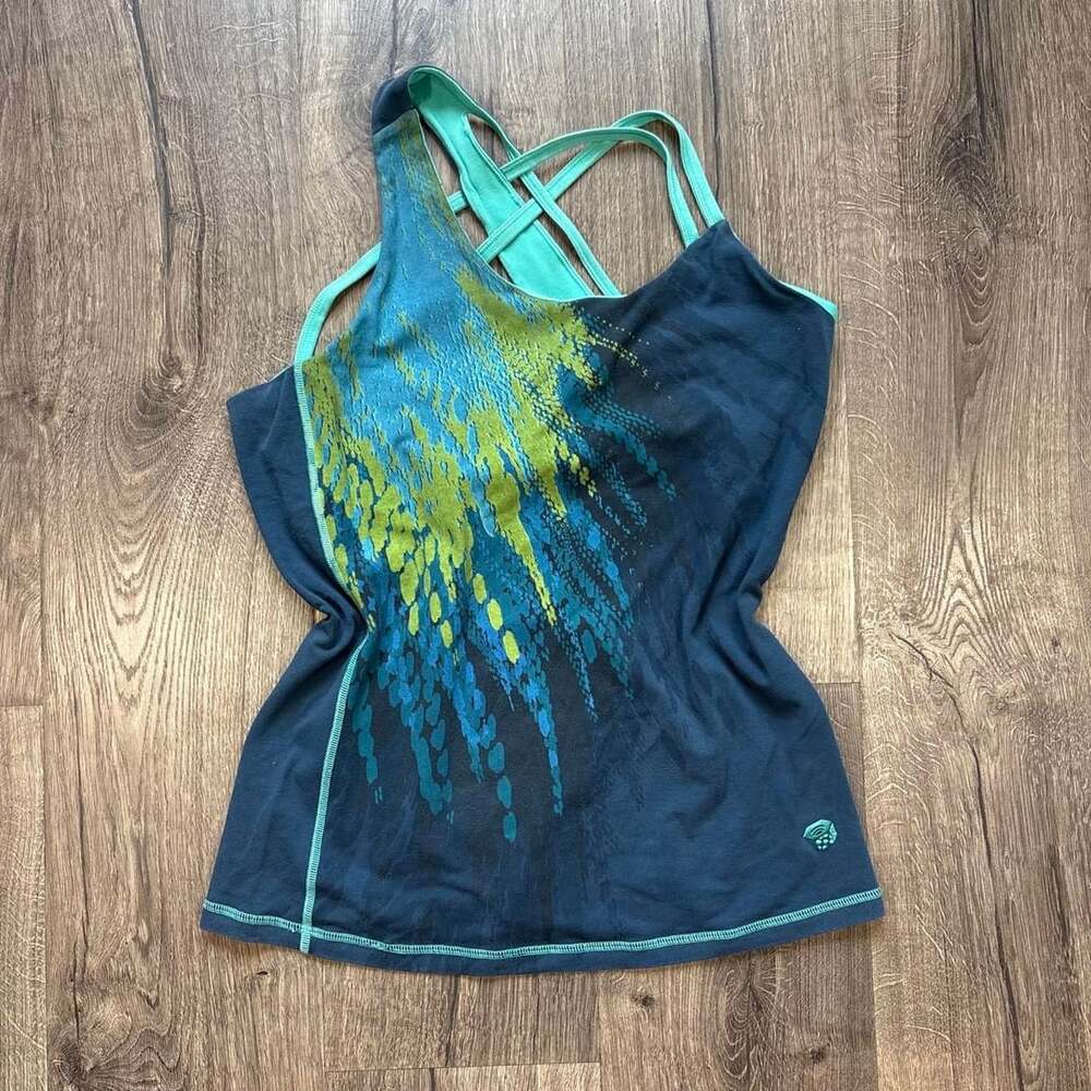 Mountain Hardwear Athletic Tank Top Size M Blue Green Graphic Strappy